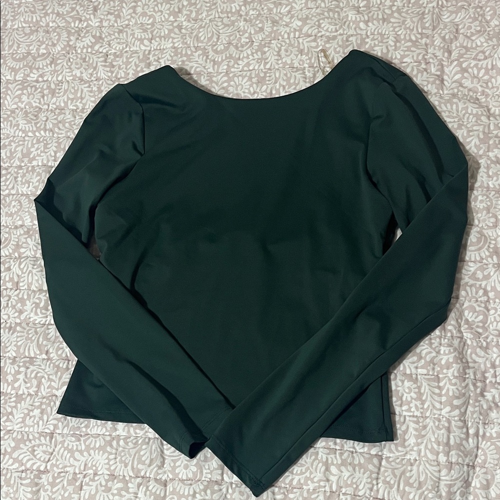 Cotton On Green Long Sleeve Low Back Women's Top